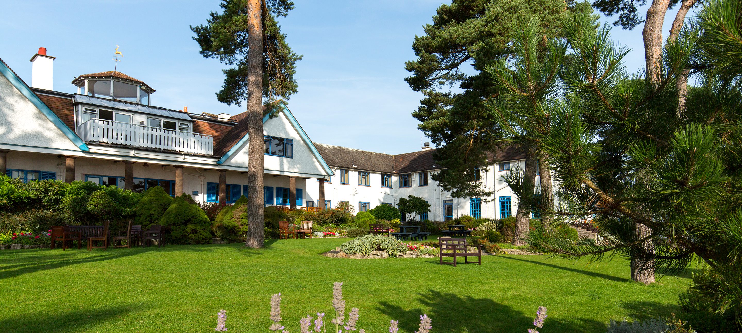 Exterior view of Knoll House Dorset hotel with sea views