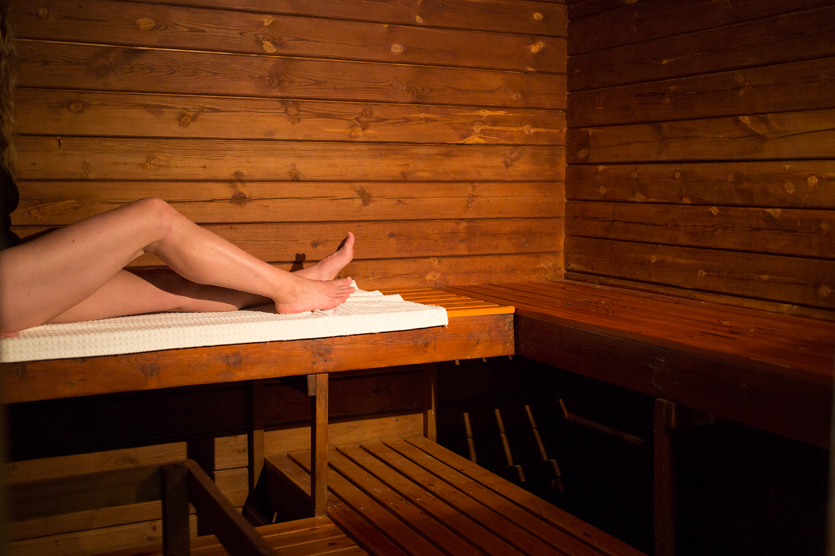 Sauna interior at a spa hotel in Dorset